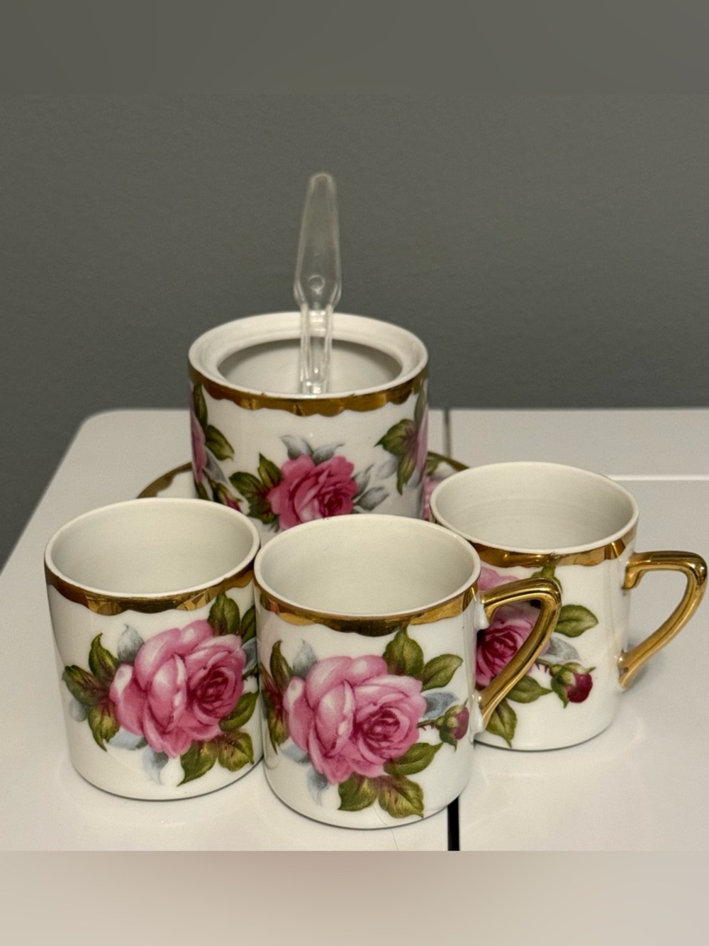9 pc Vintage Andrea by Sadek Rose Tea Set - Mixed Lot of Pieces